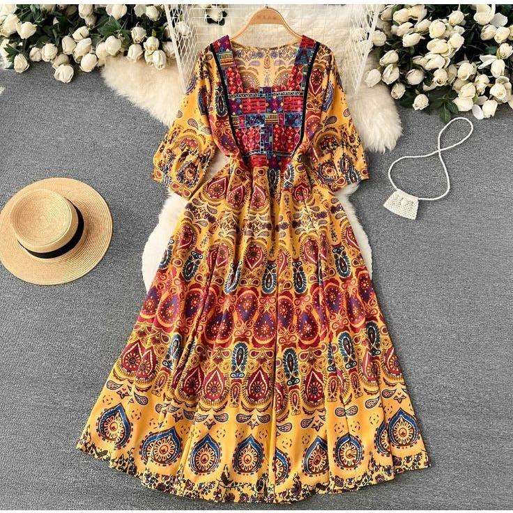 Mosaic Print Relaxed Maxi Dress