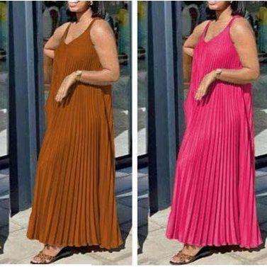 Pleated Sleeveless Maxi Dress