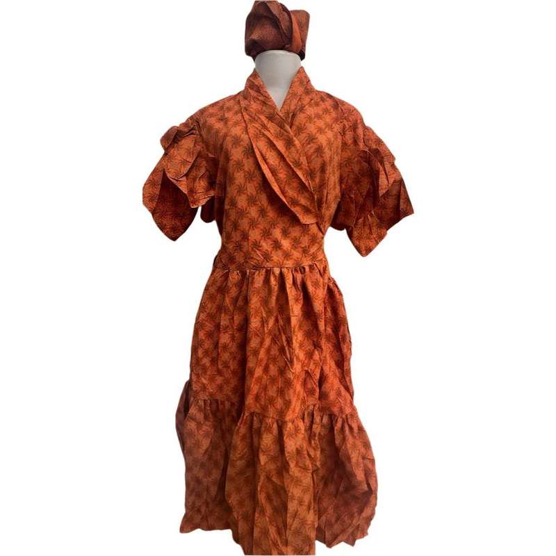 Ankara Pleated Traditional Maxi Dress.