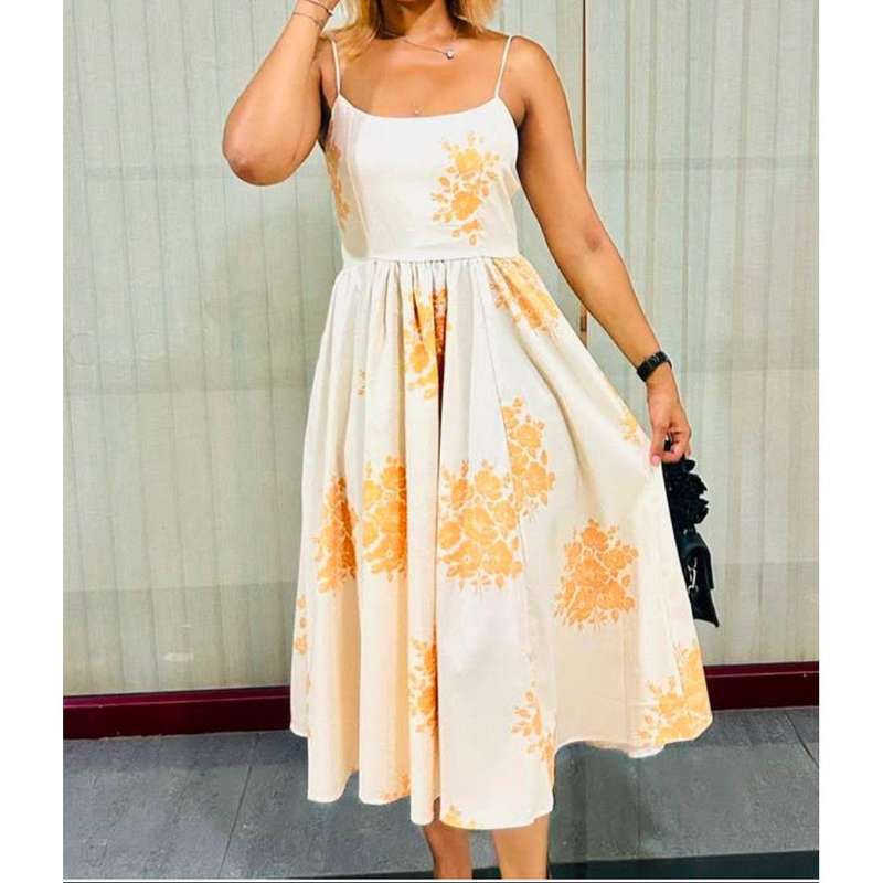 Sleeveless Floral A Line Fit Flare Midi Dress