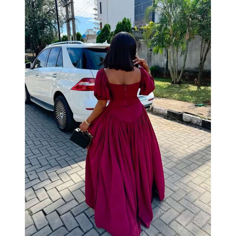 African Satin Dashiki Square Neck Maxi Dress