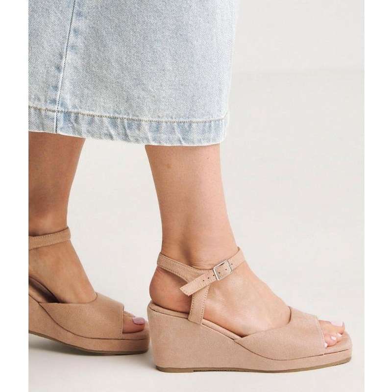 Sexy Leather Wide Wedge Comfort Sandals