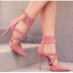 Leather Lace up Corset High Heels