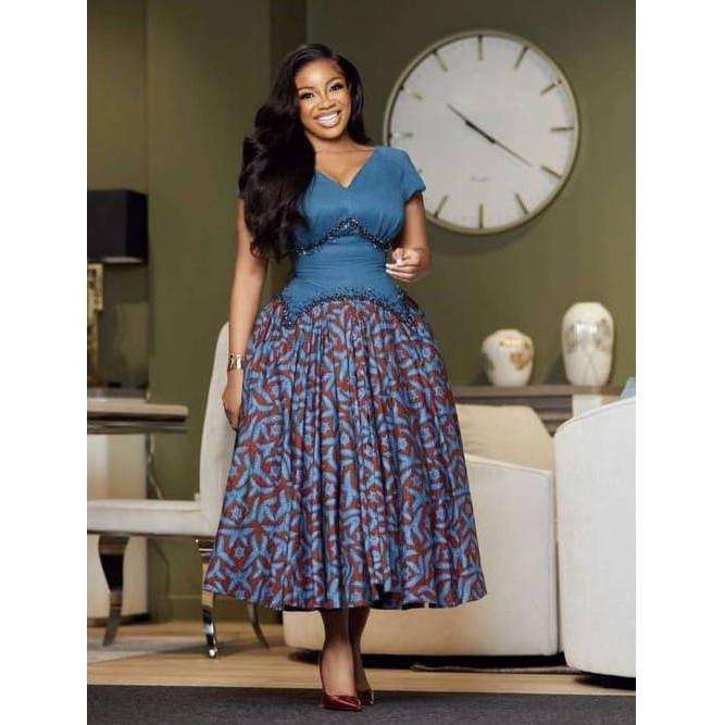 Ankara Straight Gown with bead designs