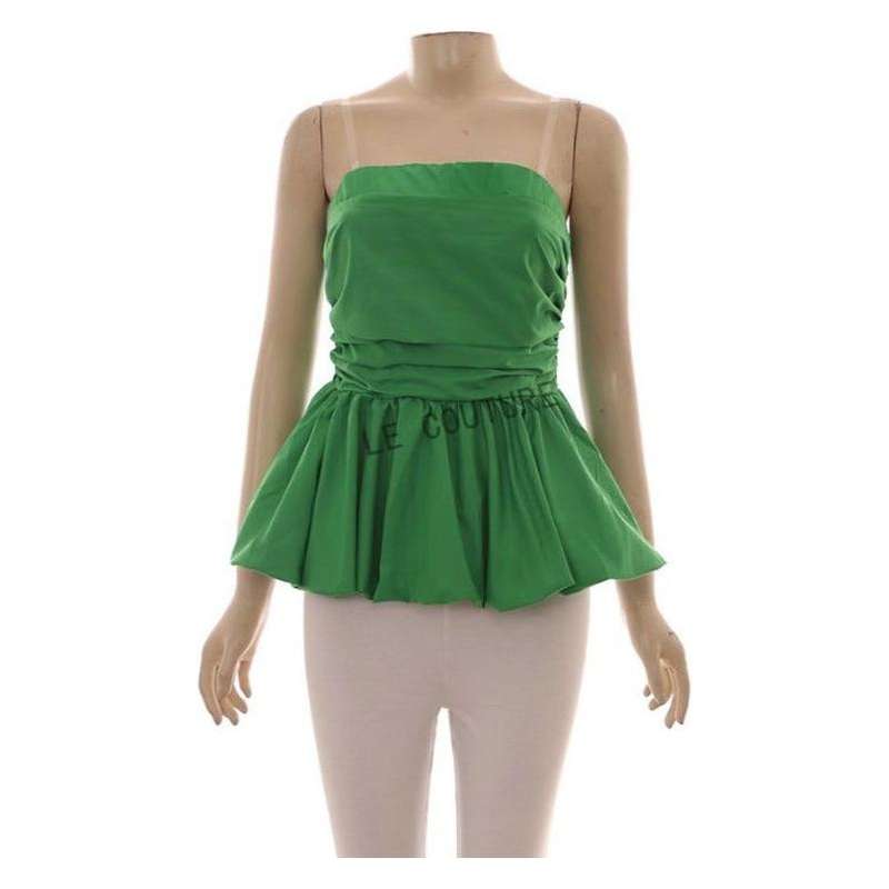 Trendy Peplum Ruffle Trim Top