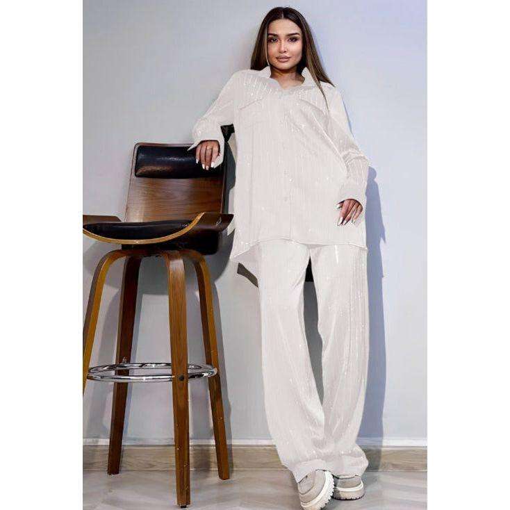 Sequin shirt and pants set