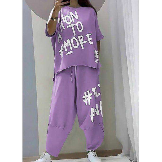 Half Sleeve Loose-Fit Printed Set 2 Piece Outfit
