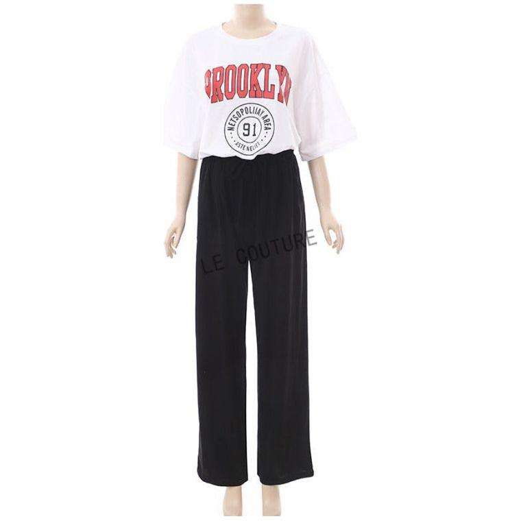 Trousers with Elastic Waist & Tees 2 Piece Set
