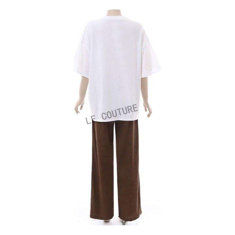 Trousers with Elastic Waist & Tees 2 Piece Set