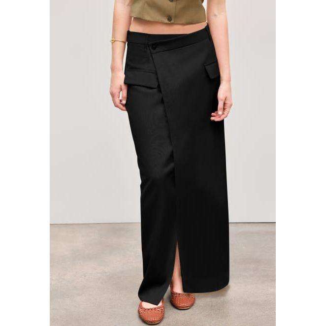 High Waist Ruched Split Thigh Skirt