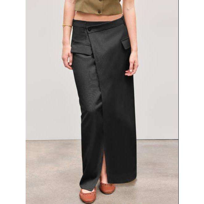 High Waist Ruched Split Thigh Skirt