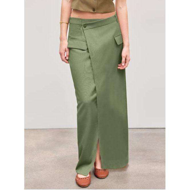 High Waist Ruched Split Thigh Skirt