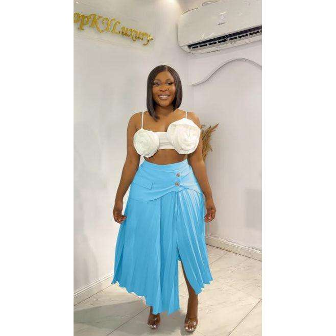 Soft Touch Ruched Asymmetric Midi Skirt