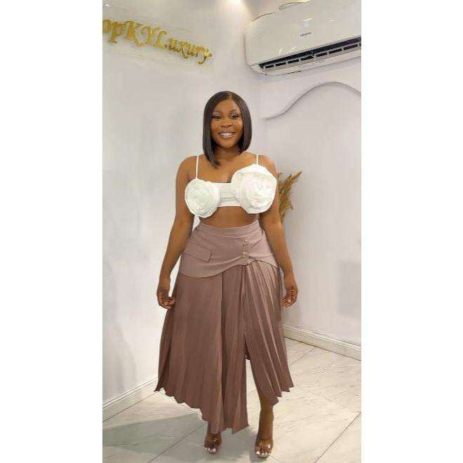 Soft Touch Ruched Asymmetric Midi Skirt