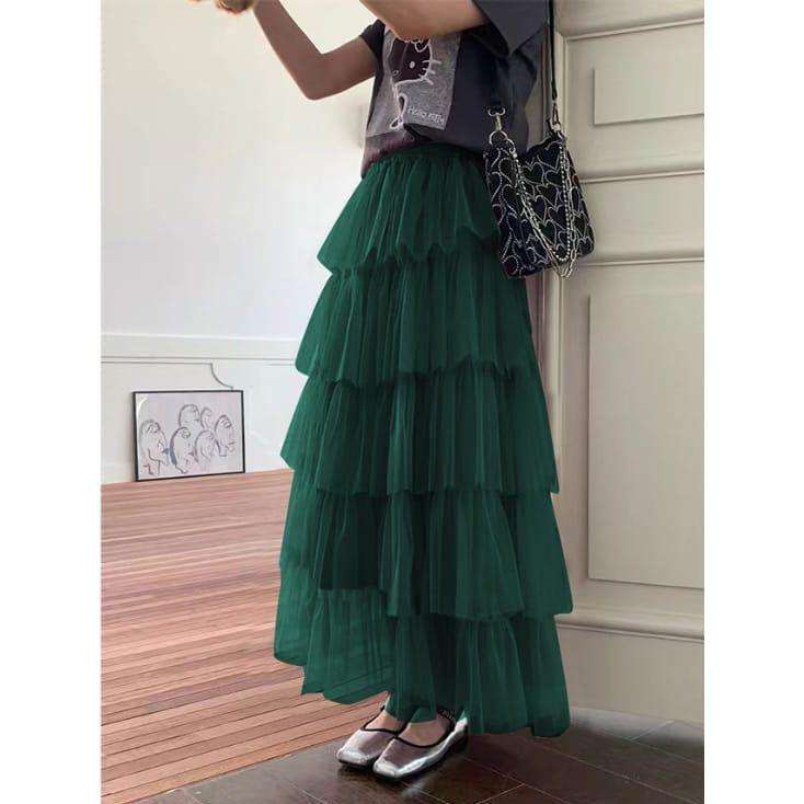 Ruffle Layered Maxi Skirts