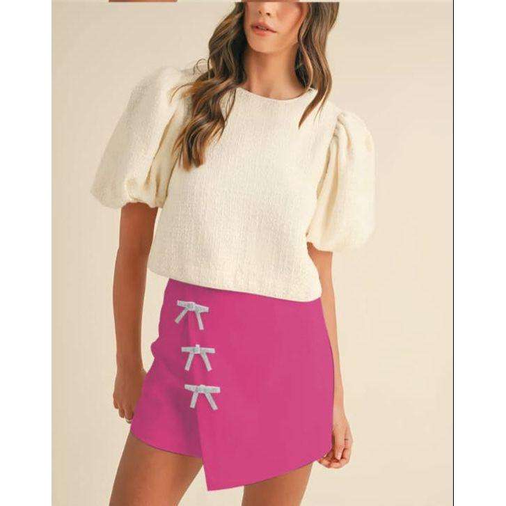 Mid Rise Wrap Bowknot Mini Skirt Curve