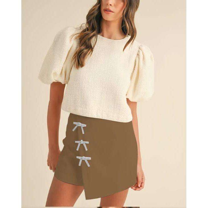 Mid Rise Wrap Bowknot Mini Skirt Curve