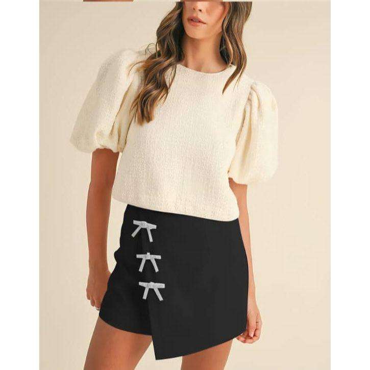 Mid Rise Wrap Bowknot Mini Skirt Curve