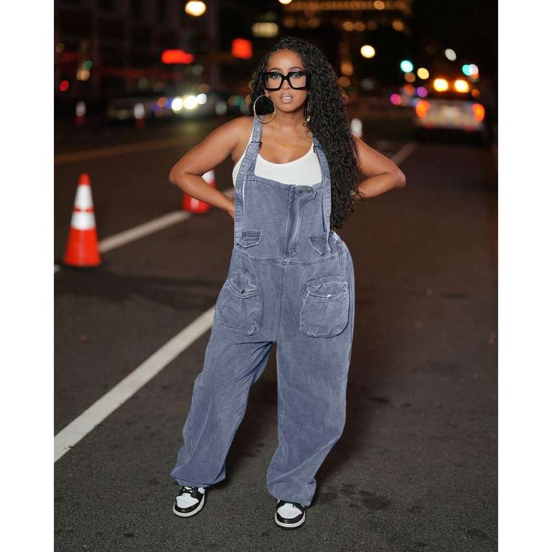 Cargo Vintage Denim Jeans Jumpsuit