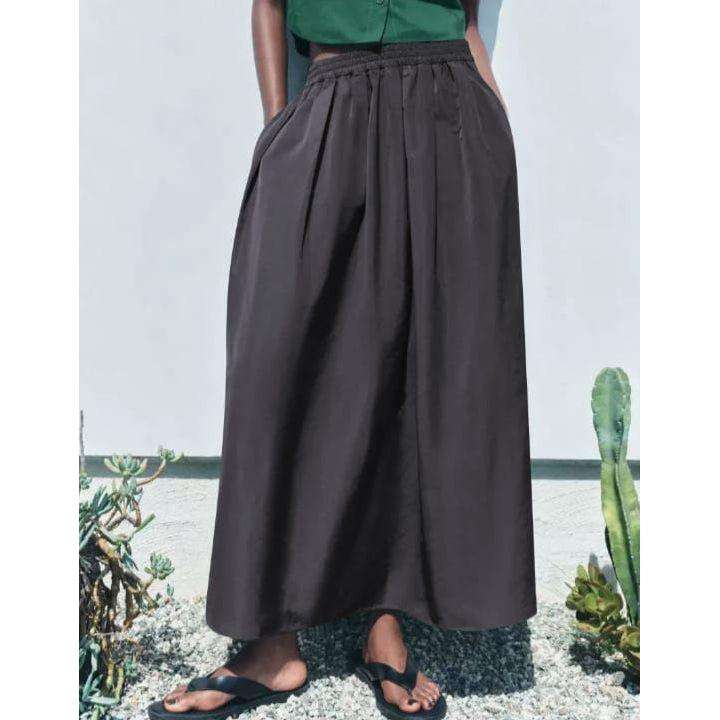 Elasticated Poplin Midi Skirt