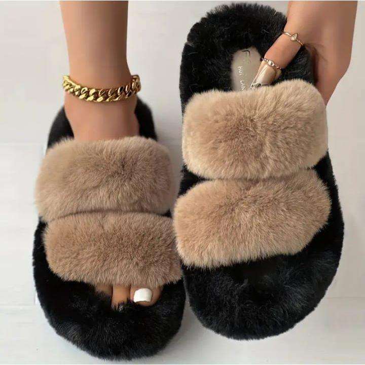 2 Tones Color Minimalist Fluffy Slippers