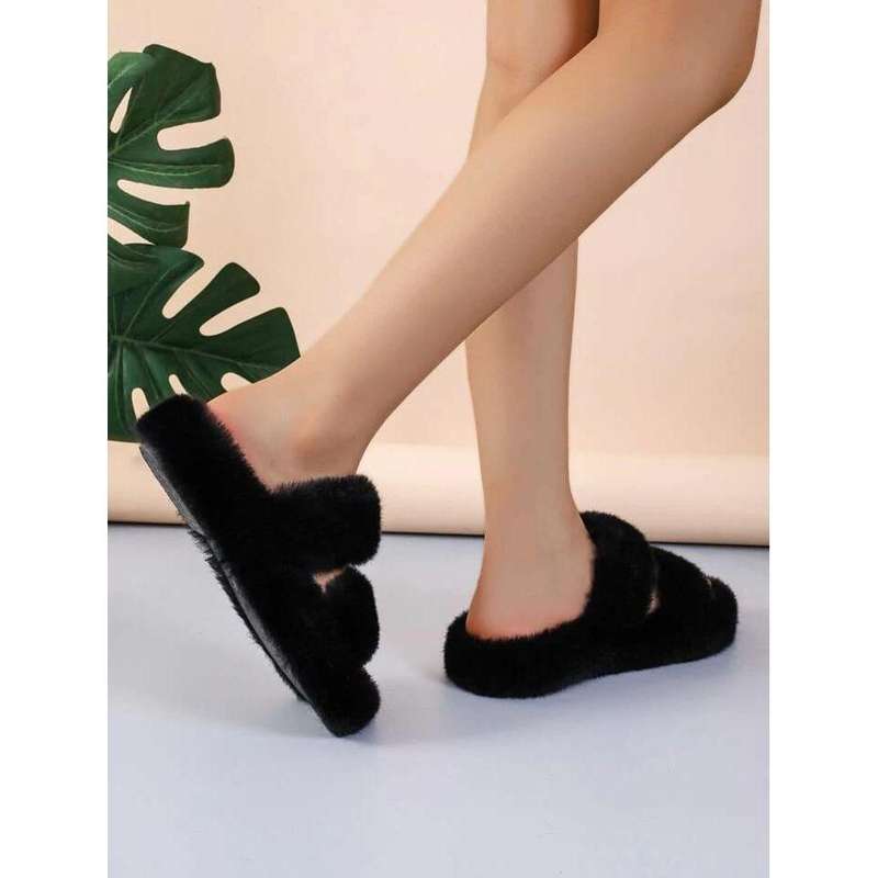 Platform thick Heel Minimalist Fluffy Slippers