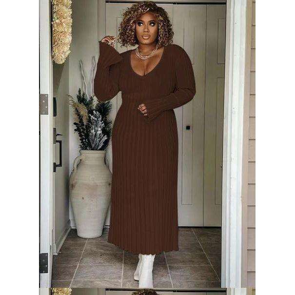 Pleated Open Cuffs Maxi Dress