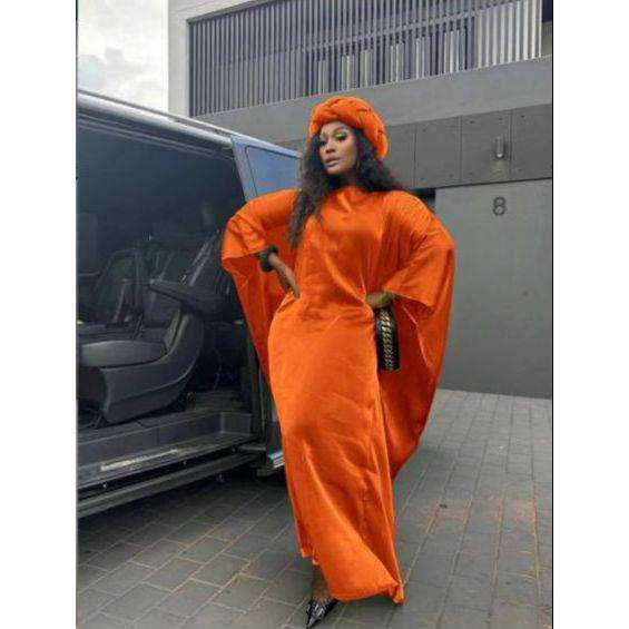 Long Sleeve kaftan Elegant Satin Robe.