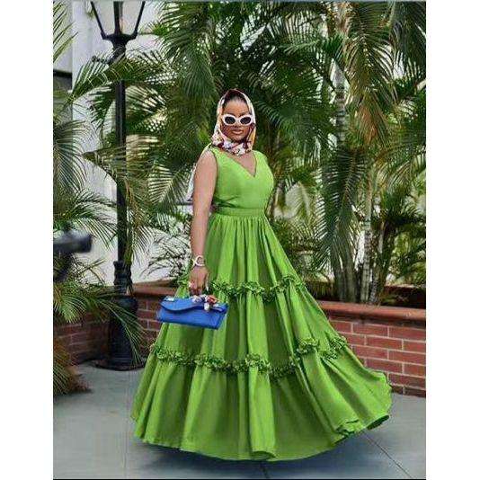 V-Neck Cap Sleeves Boho Printed Maxi Dress