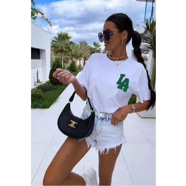 Printed Top Oversized Drop Shoulder Short Sleeve T Shirt