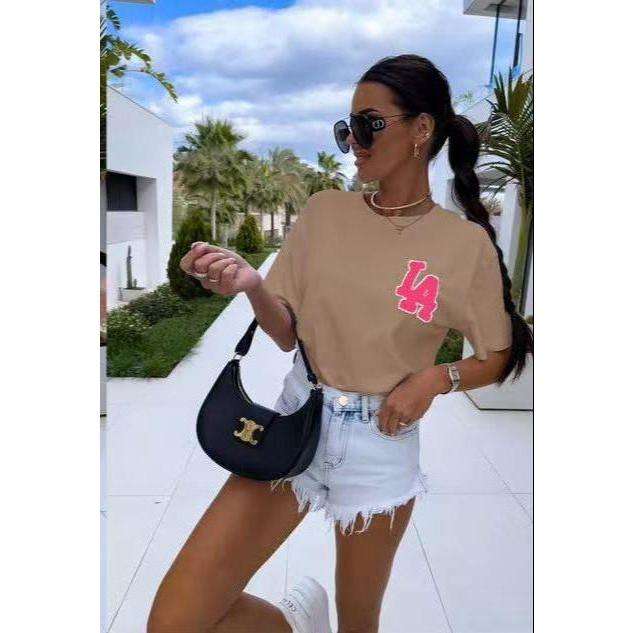 Printed Top Oversized Drop Shoulder Short Sleeve T Shirt