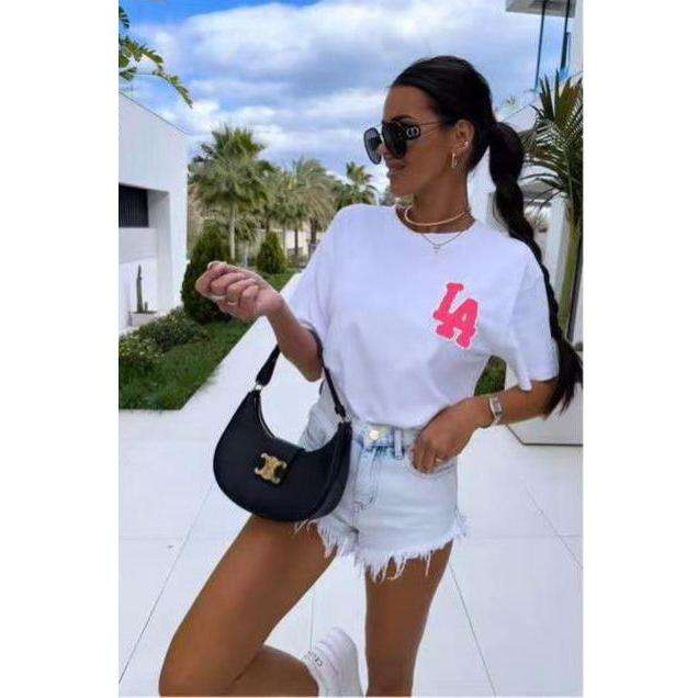 Printed Top Oversized Drop Shoulder Short Sleeve T Shirt