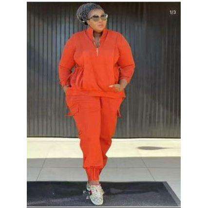 Sleeve Knit Top & Elastic Waist Pant Two Piece Tracksuit Set