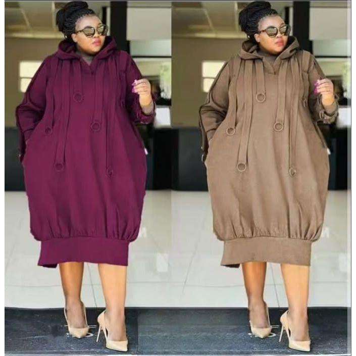 Plus Size Stylish Hooded Midi Dress