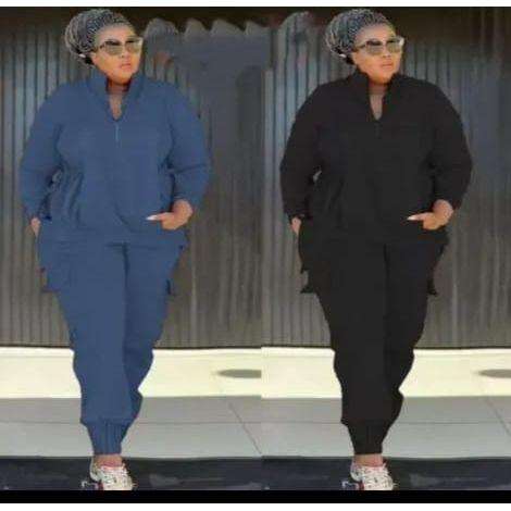 Sleeve Knit Top & Elastic Waist Pant Two Piece Tracksuit Set