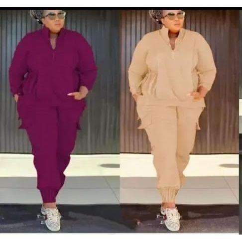 Sleeve Knit Top & Elastic Waist Pant Two Piece Tracksuit Set
