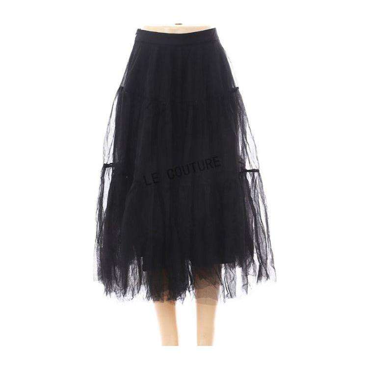 Mesh Tulle Layered Pleated Elegant Maxi Skirt