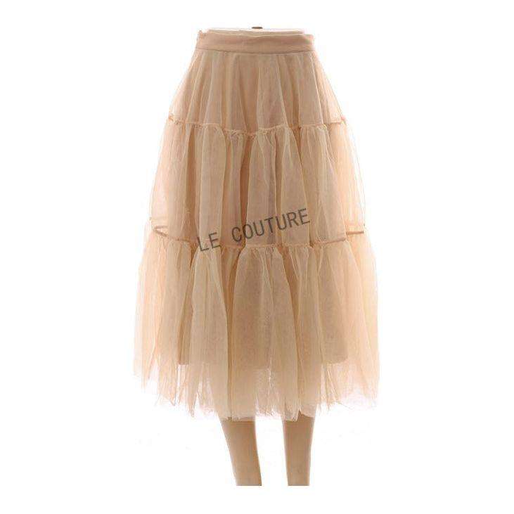 Mesh Tulle Layered Pleated Elegant Maxi Skirt