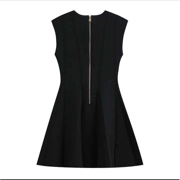 Sleeveless Double-Breasted Detail Mini Bodycon Dress