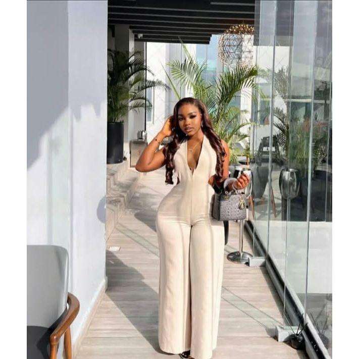 Sexy V-Neck Palazzo Jumpsuit.