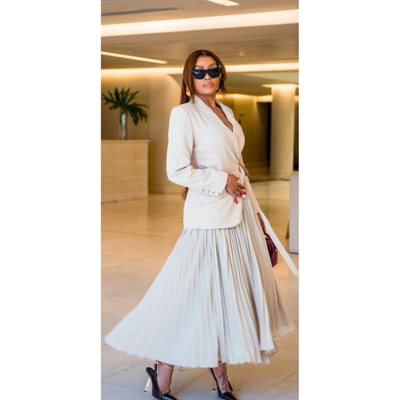 Modern Pleated Long Sleeve Blazer Skirt Set