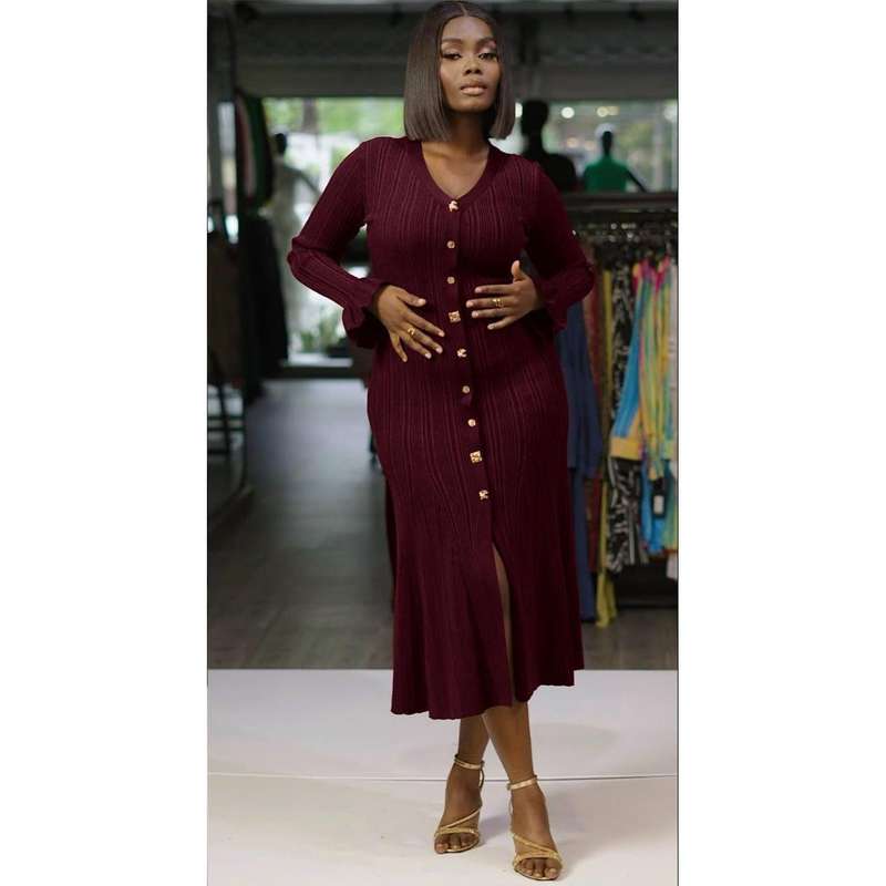 Elegant Formal Long Sleeve Belted Midi Dress