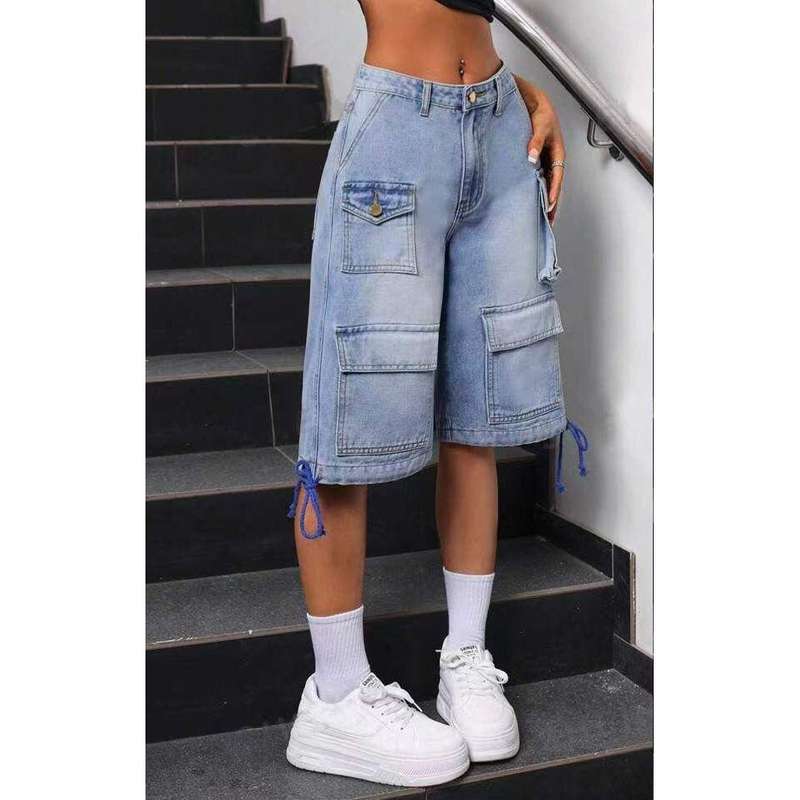 Women's Plain Simple Denim Shorts With Pockets