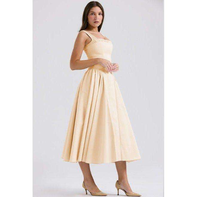 Square Neck Sleeveless A-line Dress