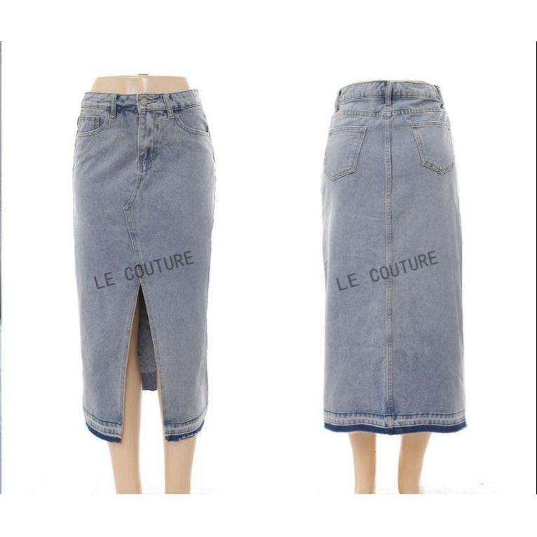 Denim Midi Slit Cut Skirt