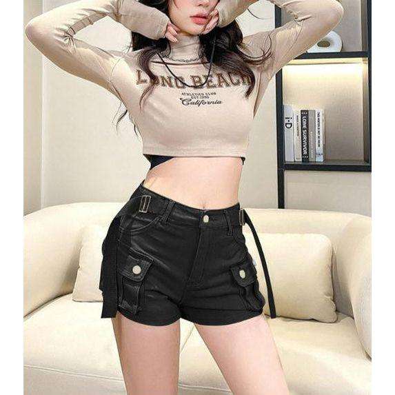 High Waist Tight Hot Cargo Short Pants