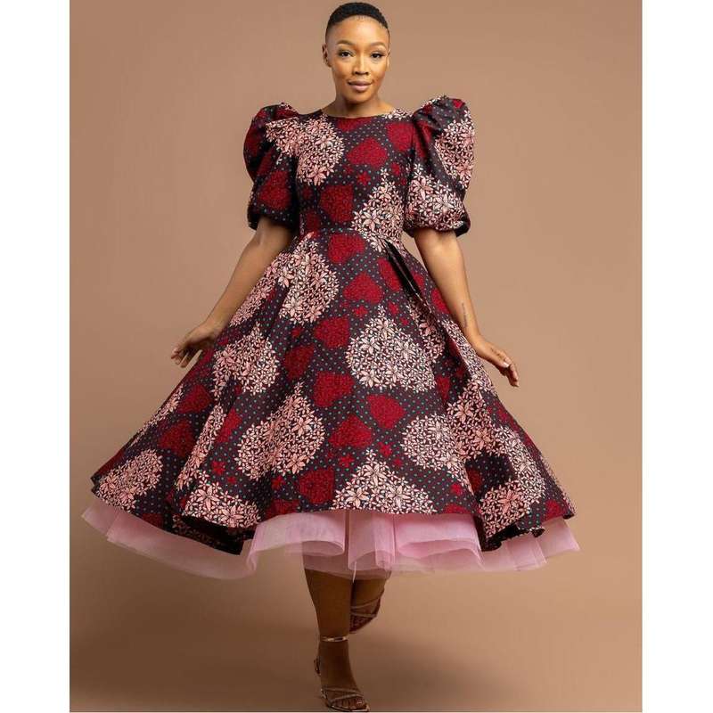 Floral Flourish Print Fit and Flare Midi Dress