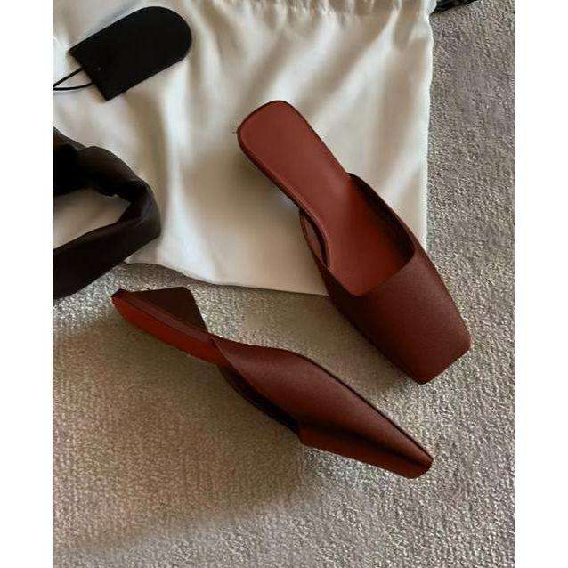 Metallic Square-Toe Blade-Heel Mules