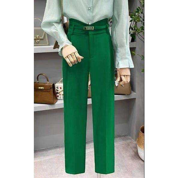 High Waist Straight Wool Pants
