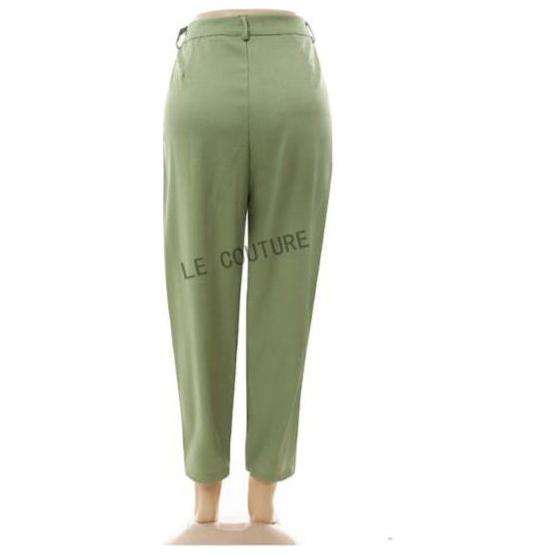 Solid Dual Pockets Cropped Carrot Pants